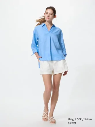 Camisa de Premium Linen con cuello marinero para mujer