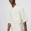 Camisa oversize Premium Linen para hombre | Mangas cortas | A rayas