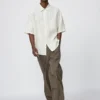 Camisa oversize Premium Linen para hombre | Mangas cortas | A rayas
