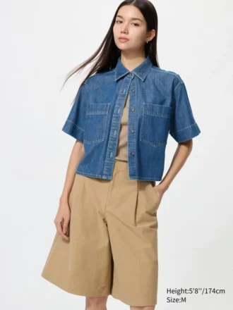 Camisas boxy de mezclilla para mujer | Mangas cortas