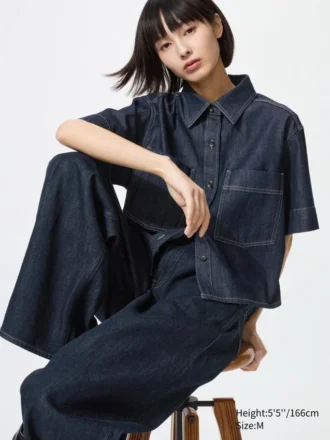 Camisas boxy de mezclilla para mujer | Mangas cortas
