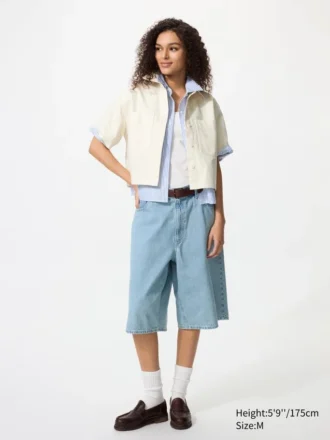 Camisas boxy de mezclilla para mujer | Mangas cortas