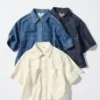 Camisas boxy de mezclilla para mujer | Mangas cortas Camisas boxy de mezclilla para mujer | Mangas cortas