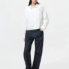 Camisas cortas de corte cuadrado estilo Oxford para mujer Camisas cortas de corte cuadrado estilo Oxford para mujer