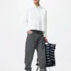 Camisas cortas de corte cuadrado estilo Oxford para mujer Camisas cortas de corte cuadrado estilo Oxford para mujer