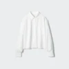 Camisas cortas de corte cuadrado estilo Oxford para mujer Camisas cortas de corte cuadrado estilo Oxford para mujer