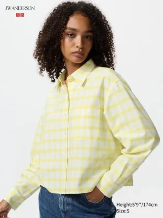 Camisas cortas de corte cuadrado Oxford para mujer | A cuadros