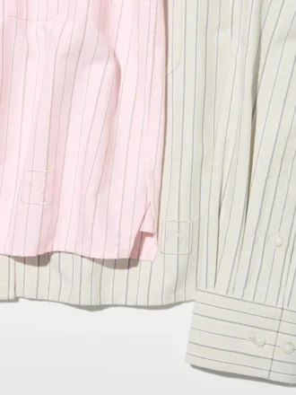Camisas cortas de corte cuadrado Oxford para mujer | A rayas