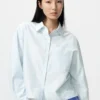 Camisas cortas de corte cuadrado Oxford para mujer | A rayas Camisas cortas de corte cuadrado Oxford para mujer | A rayas