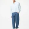 Camisas cortas de corte cuadrado Oxford para mujer | A rayas Camisas cortas de corte cuadrado Oxford para mujer | A rayas