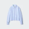 Camisas cortas de corte cuadrado Oxford para mujer | A rayas Camisas cortas de corte cuadrado Oxford para mujer | A rayas