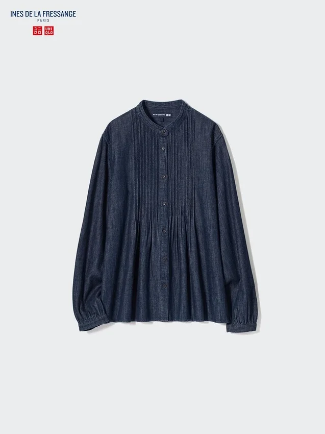 Camisas de mangas cortas con pinzas de denim para mujer Camisas de mangas cortas con pinzas de denim para mujer