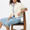 Camisas de mezclilla de corte recto para mujer | Mangas cortas Camisas de mezclilla de corte recto para mujer | Mangas cortas