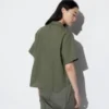 Camisas de mujer de mezcla de lino con cuello abierto y mangas cortas en pantalones cortos
