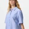 Camisas de pantalones cortos de corte cuadrado Oxford para mujer | A rayas Camisas de pantalones cortos de corte cuadrado Oxford para mujer | A rayas