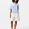 Camisas de pantalones cortos de corte cuadrado Oxford para mujer | A rayas Camisas de pantalones cortos de corte cuadrado Oxford para mujer | A rayas