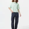 Camisas de pantalones cortos de corte cuadrado Oxford para mujer | A rayas Camisas de pantalones cortos de corte cuadrado Oxford para mujer | A rayas