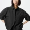 Camisas de pantalones cortos de nylon de corte cuadrado para mujer | Mangas cortas Camisas de pantalones cortos de nylon de corte cuadrado para mujer | Mangas cortas