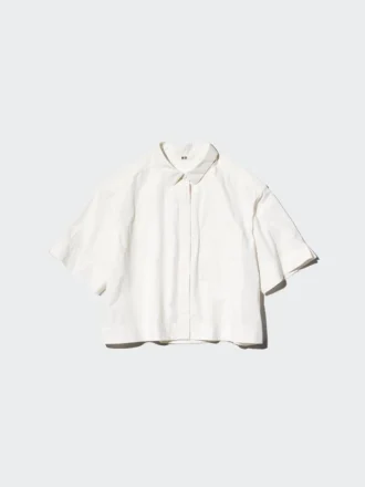 Camisas de pantalones cortos de nylon de corte cuadrado para mujer | Mangas cortas
