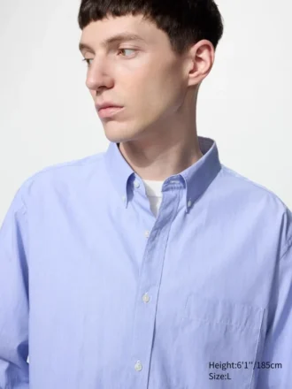 Camisas de tela de sarga para hombre | Botones en el cuello | Tejido de trama fina