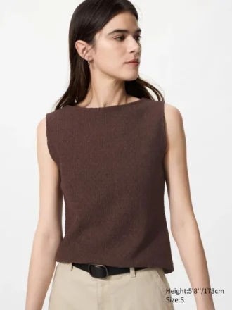 Camisas sin mangas con cuello barco y fruncidas para mujer