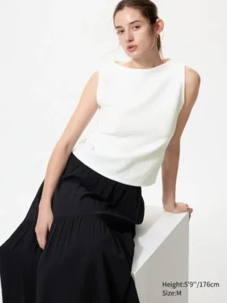 Camisas sin mangas con cuello barco y fruncidas para mujer