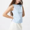Camisas sin mangas con cuello barco y fruncidas para mujer Camisas sin mangas con cuello barco y fruncidas para mujer