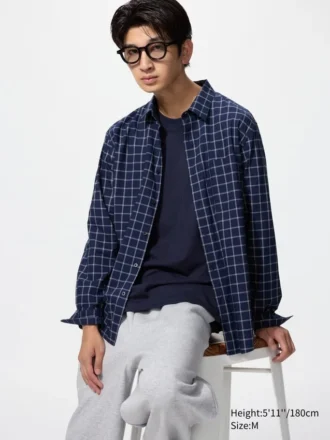 Camisas unisex de tela de sarga | Cuello regular | A cuadros