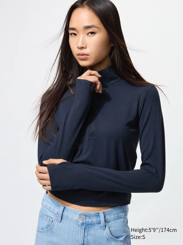 Camiseta AIRism Soft con media cremallera para mujer Camiseta AIRism Soft con media cremallera para mujer