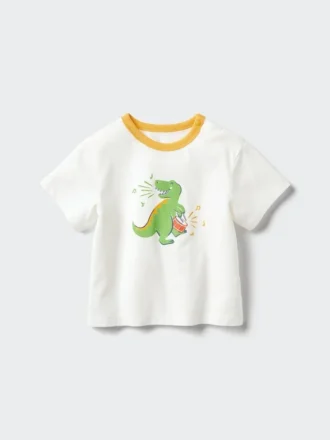 Camiseta de algodón AIRism para bebé | Dinosaurio