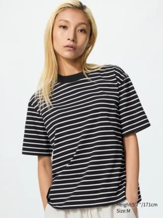 Camiseta de algodón AIRism para mujer | A rayas