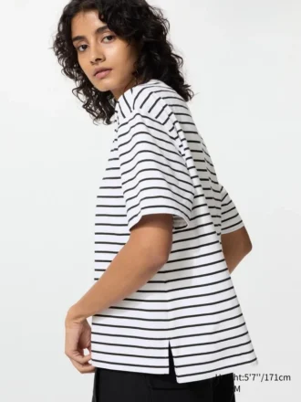Camiseta de algodón AIRism para mujer | A rayas