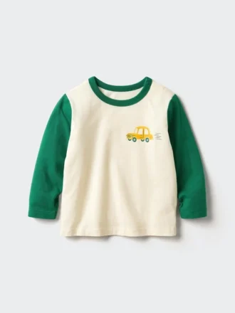 Camiseta de cuello redondo para bebé | Coche | Camisetas de manga larga
