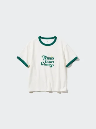 Camiseta de manga corta con estampado AIRism Cotton para mujer