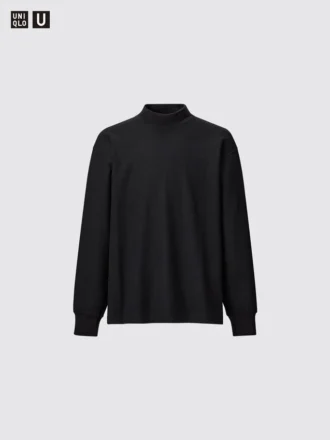 Camiseta de manga larga con cuello alto de jersey cepillado para hombre Camiseta de manga larga con cuello alto de jersey cepillado para hombre