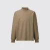 Camiseta de manga larga con cuello alto de jersey cepillado para hombre Camiseta de manga larga con cuello alto de jersey cepillado para hombre
