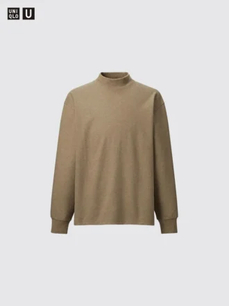 Camiseta de manga larga con cuello alto de jersey cepillado para hombre Camiseta de manga larga con cuello alto de jersey cepillado para hombre