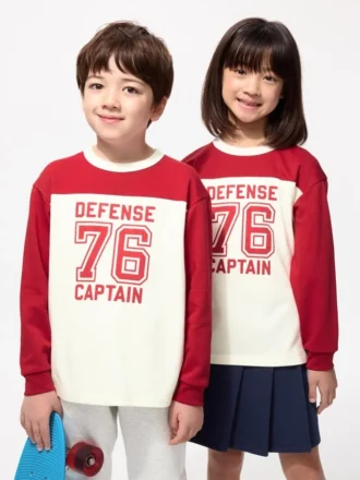 Camiseta de manga larga de algodón AIRism para niños | Estampado