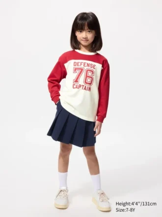 Camiseta de manga larga de algodón AIRism para niños | Estampado