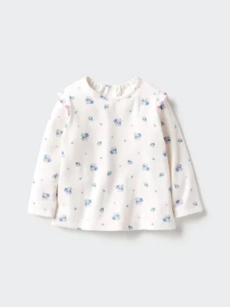 Camiseta de manga larga para bebé | Con volantes | Estampada