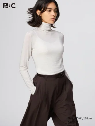 Camiseta de mezcla de cachemira HEATTECH para mujer | Extra cálida | Jerséis de cuello vuelto