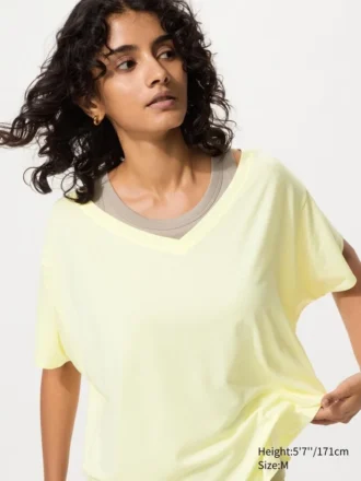 Camiseta de mujer AIRism con cuello en V holgada | 2 Way