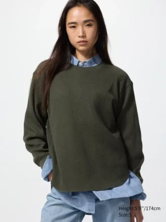 Camiseta de mujer con tejido de gofre | Camiseta de manga larga