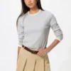 Camiseta de mujer de punto elástico suave | Camiseta de manga larga Camiseta de mujer de punto elástico suave | Camiseta de manga larga