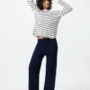 Camiseta de mujer tipo waffle | A rayas