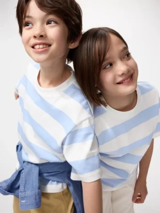 Camiseta de rayas de algodón AIRism para niños Camiseta de rayas de algodón AIRism para niños