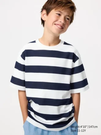 Camiseta de rayas de algodón AIRism para niños Camiseta de rayas de algodón AIRism para niños
