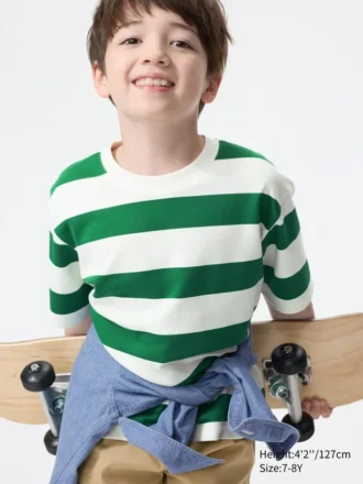 Camiseta de rayas de algodón AIRism para niños Camiseta de rayas de algodón AIRism para niños