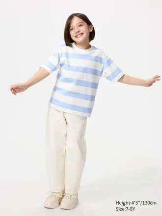Camiseta de rayas de algodón AIRism para niños Camiseta de rayas de algodón AIRism para niños
