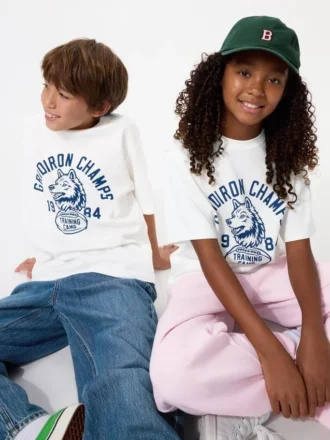 Camiseta infantil AIRism de algodón con estampado Camiseta infantil AIRism de algodón con estampado